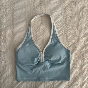Frankie’s Bikinis Activewear Light Blue Halter Bralette